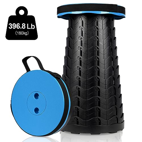 Detalle de Fiqops Tragbarer Klapphocker Faltbar – 180 kg Tragfähigkeit, Höhenverstellbar 44–66 cm, leichter Transport, Blau