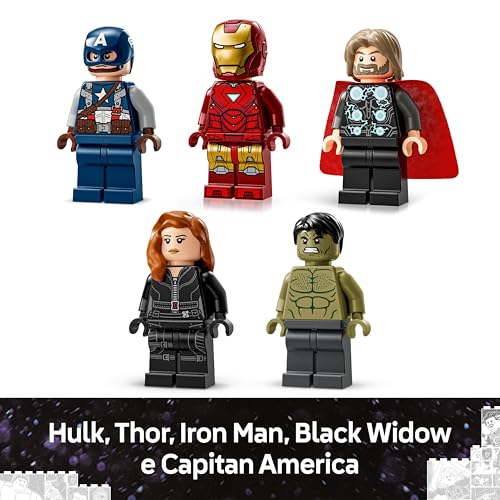 Detalle de LEGO Marvel Logo e Minifigure: set 76313, il logo Marvel con 5 leggende Avengers in 3D