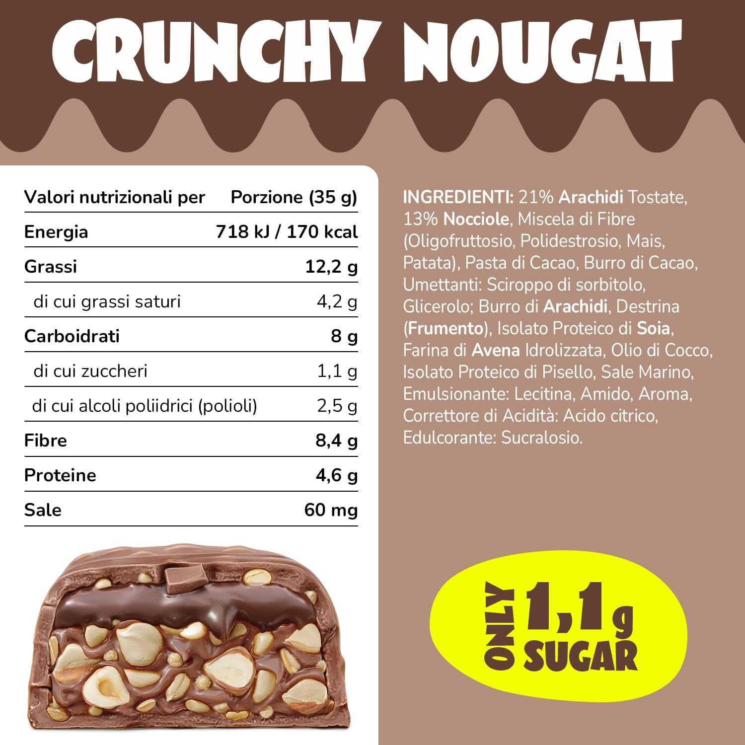 Thumbnail 1 de AHEAD Barrette Keto Vegane – Crunchy Nougat, 16 x 35 g: snack chetogenico senza zuccheri