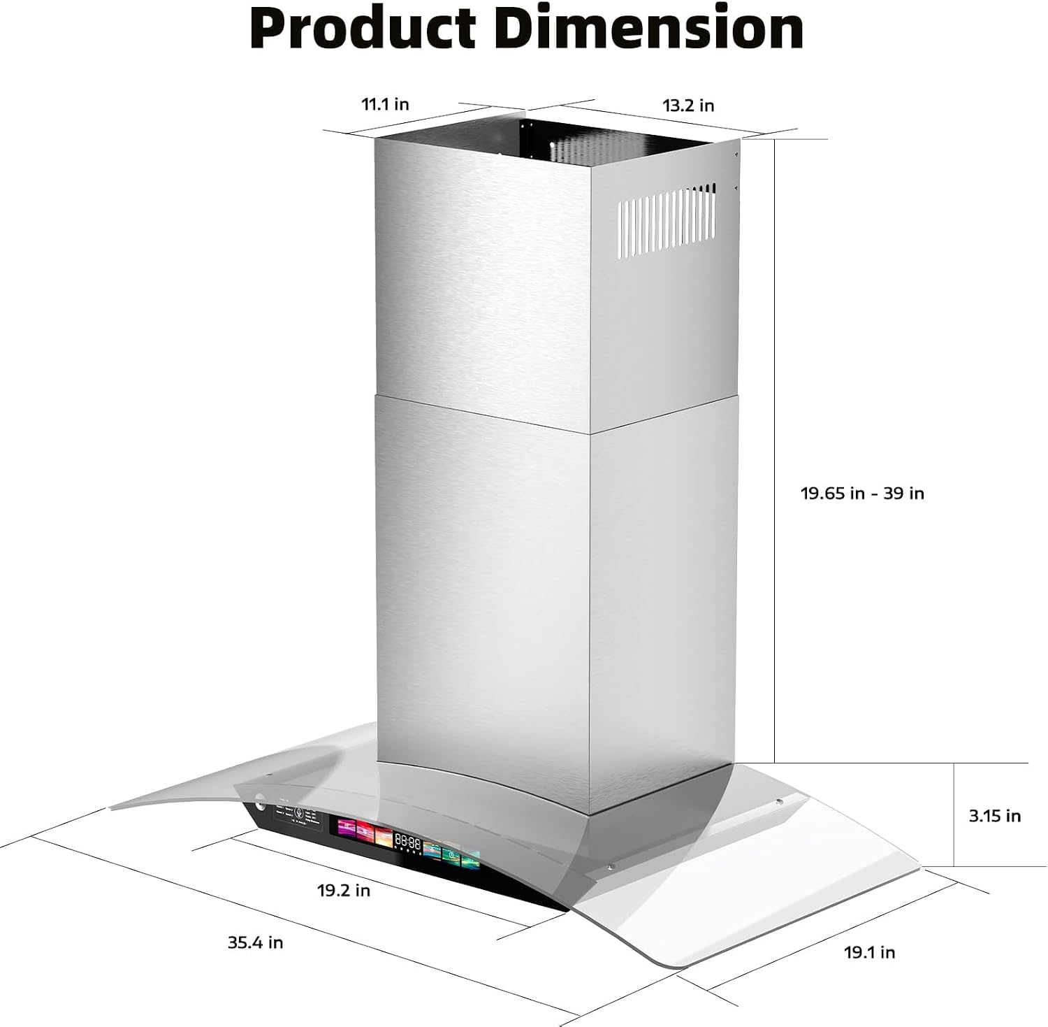 Detalle 2 de BRANO GS01S 36-Inch Wall-Mount Range Hood, 900 CFM, Voice Control