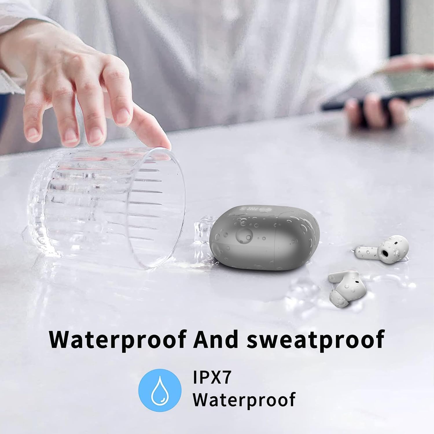 Thumbnail 5 de Bluetooth In-Ear-Kopfhörer A97 Pro (Bluetooth 5.4) mit ENC, 4 HD-Mikrofonen, IP7 Wasserdicht & USB‑C Ladeetui – Grau