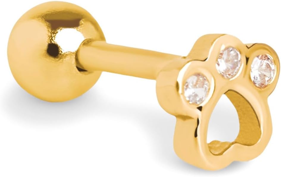Detalle de SINGULARU – Einzelner Ohrring Mini Pfote: Sterlingsilber mit 18 kt Gold- oder Rhodium-Beschichtung