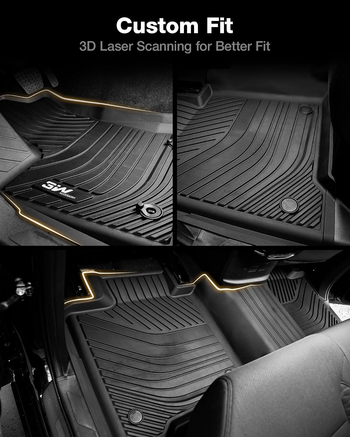 Thumbnail 2 de 3W Floor Mats for 2022-2026 Toyota Tundra CrewMax Cab — Custom Fit All-Weather TPE Floor Liners