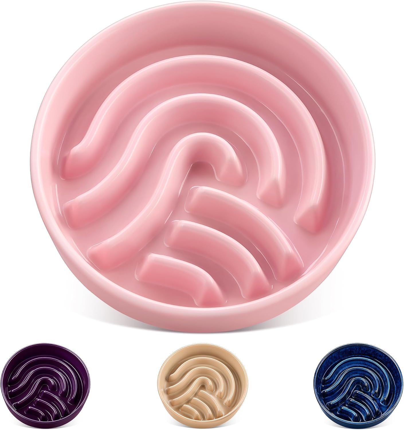 Vancasso Slow Feeder Ceramic Bowl for Small Pets (1.5 Cup) – Pink