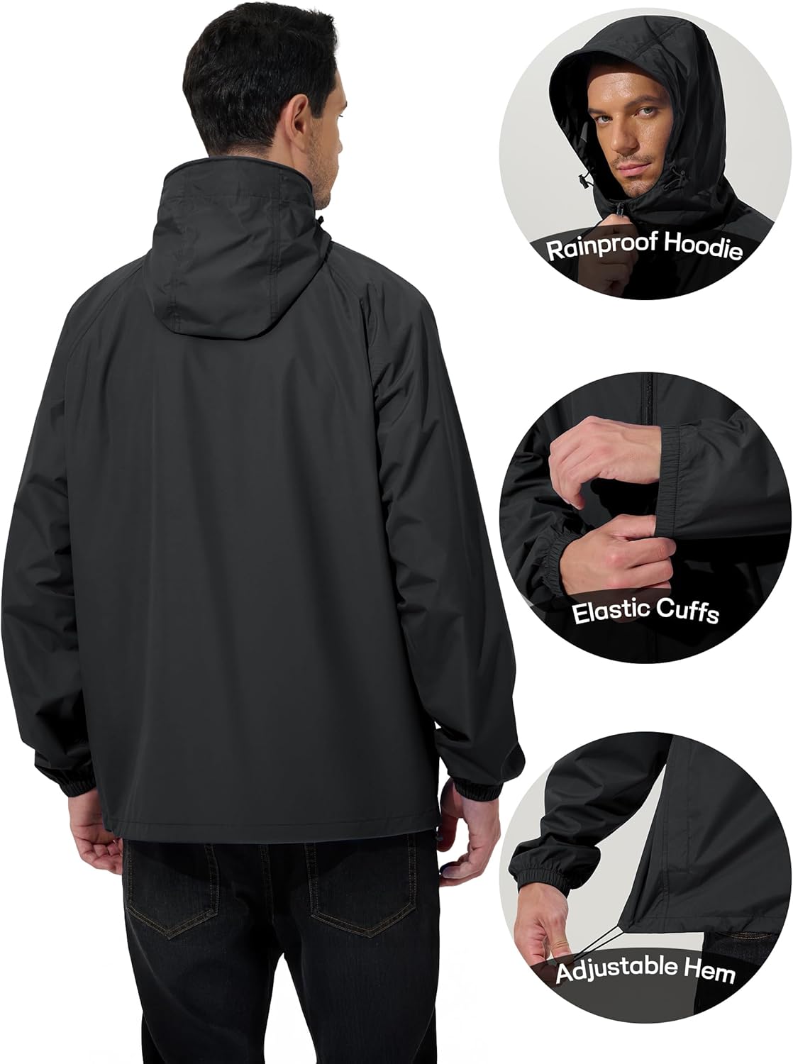 Thumbnail 5 de UIQUR Men’s Rain Jacket Windbreaker Waterproof Hooded Raincoat (Lightweight & Packable)