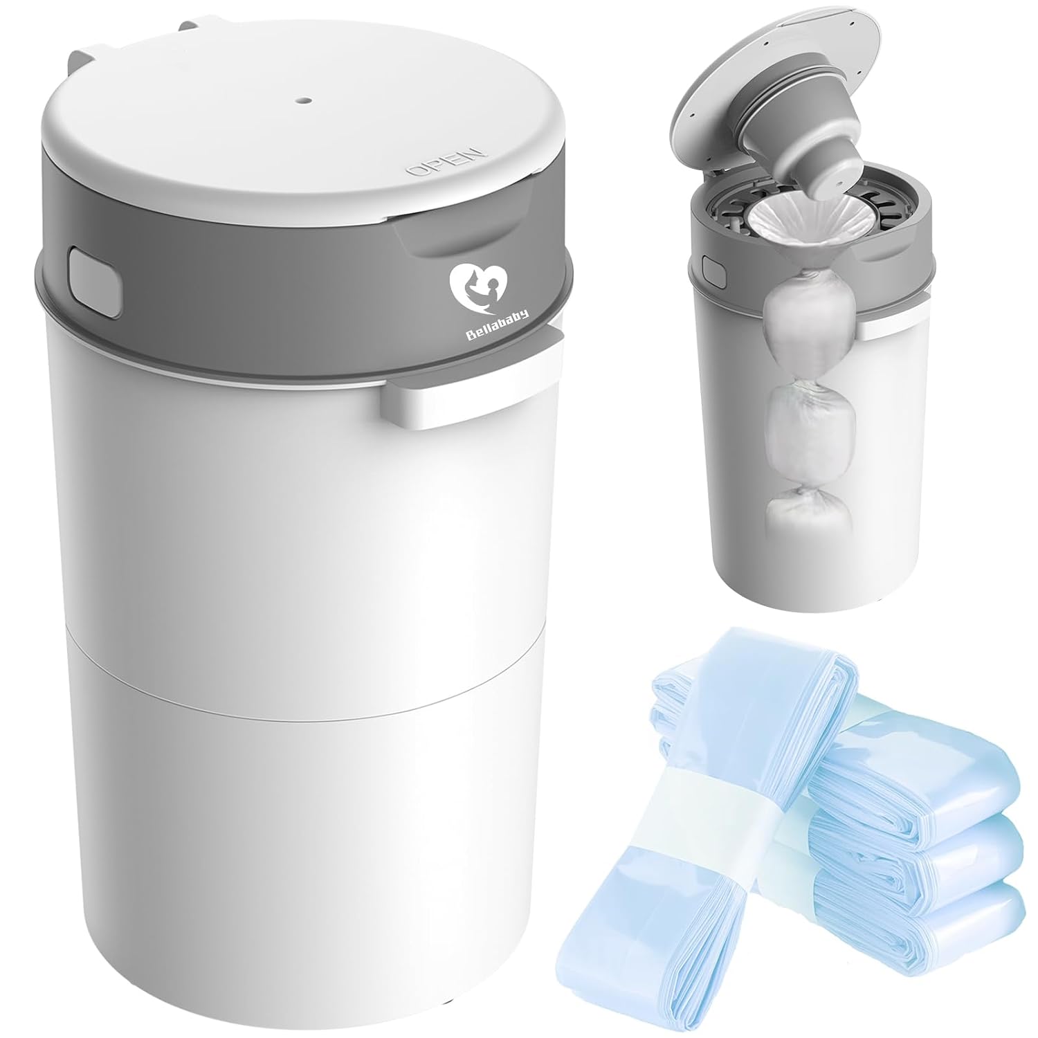 Detalle de Bellababy Diaper Pail, 13 L Bin with Double Odour Lock and 4 Refills
