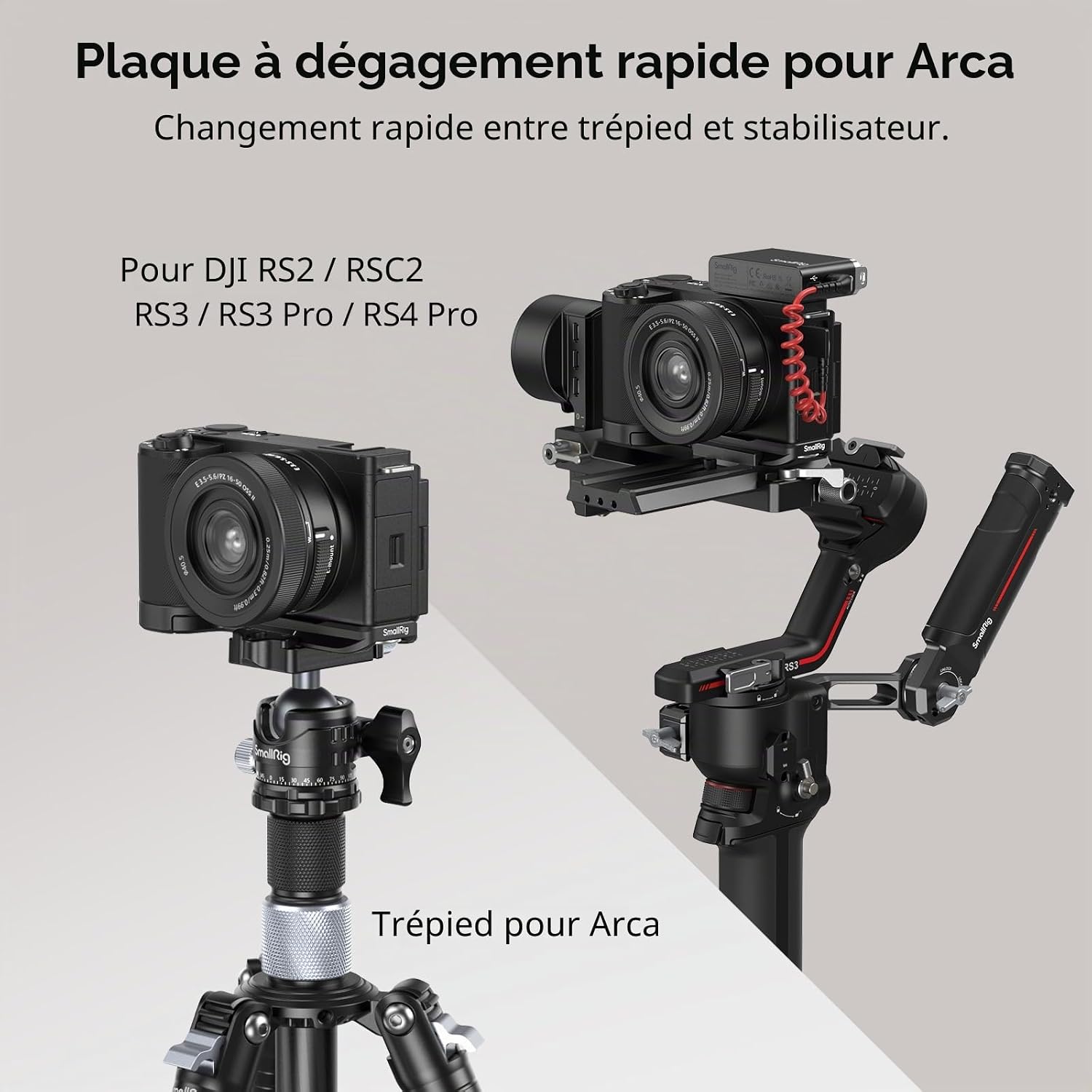 Detalle de SmallRig plaque de base pour Sony ZV-E10 II – montage inférieur avec plaque à dégagement rapide Arca