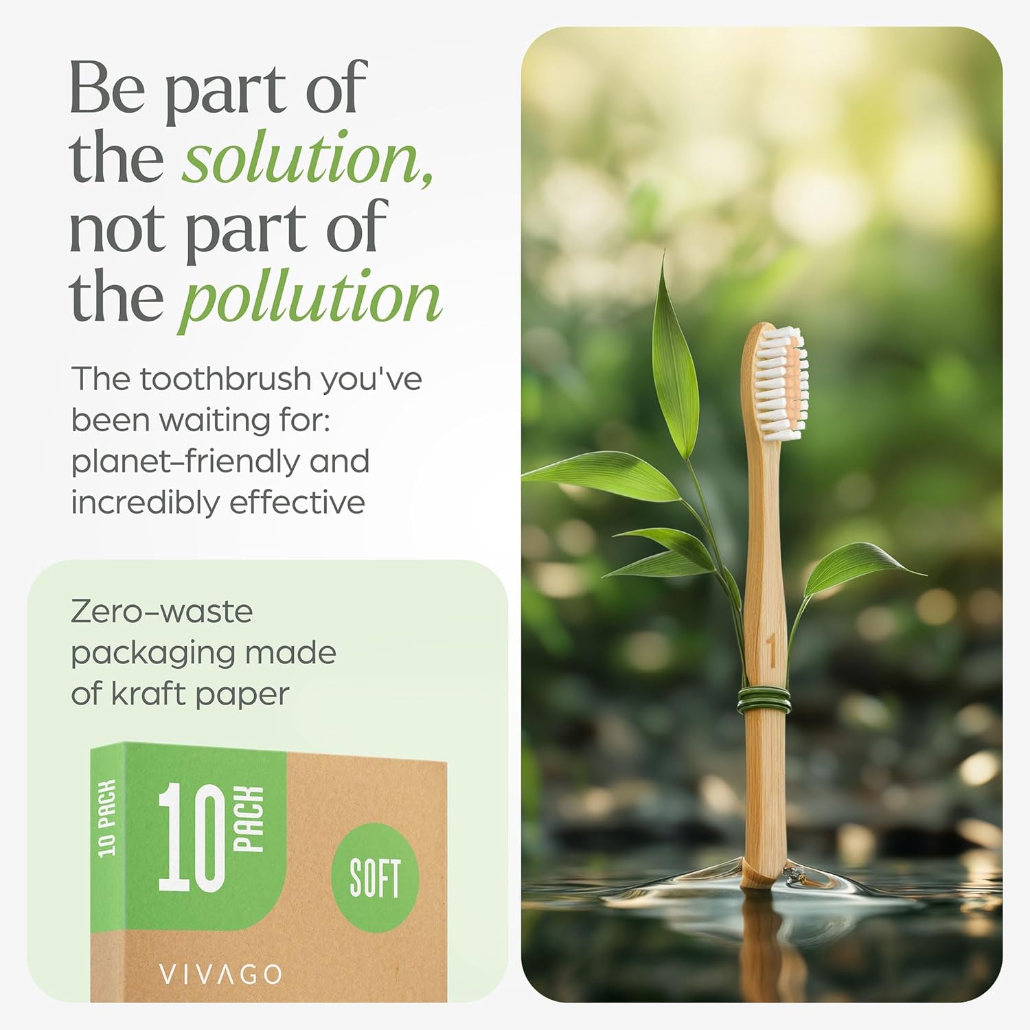 Thumbnail 5 de VIVAGO Bamboo Toothbrushes 10 Pack