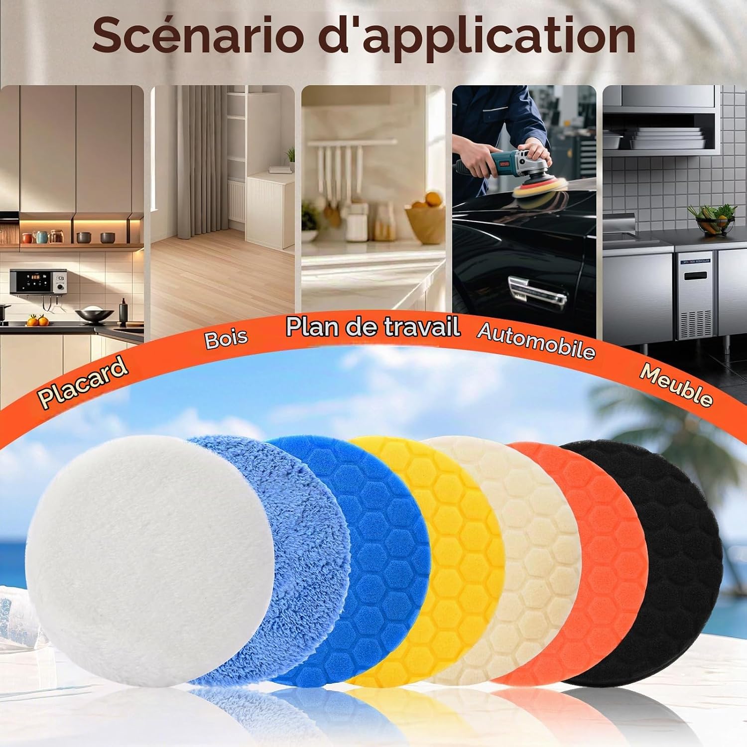 Thumbnail 6 de lompyeu QCPGD150MM polijstpads van 150 mm, set van 7 voor polijstmachines