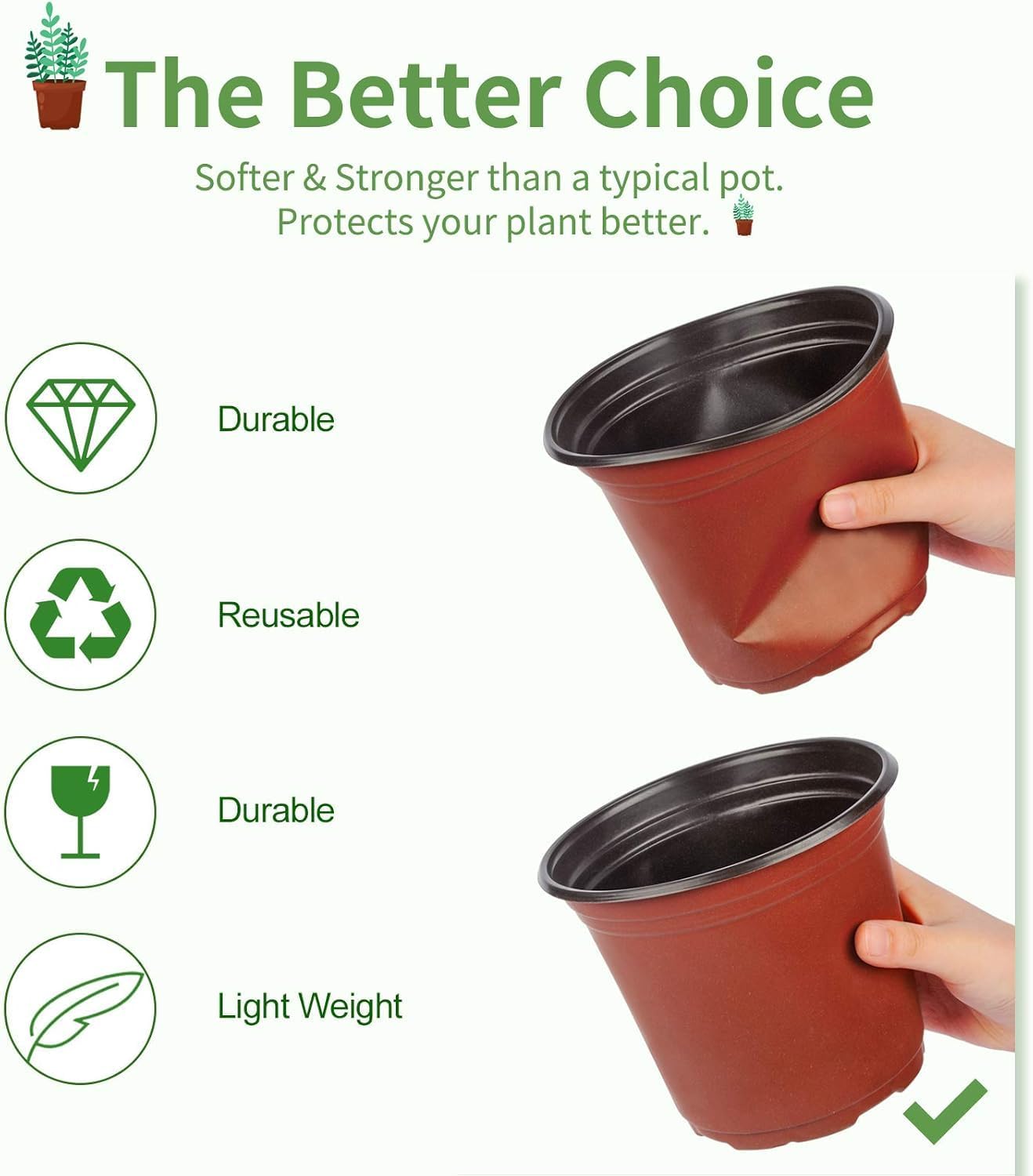 Thumbnail 2 de Hdeoops 100 PCS 6-Inch Plastic Nursery Pots for Seed Starting, Seedlings, and Transplants