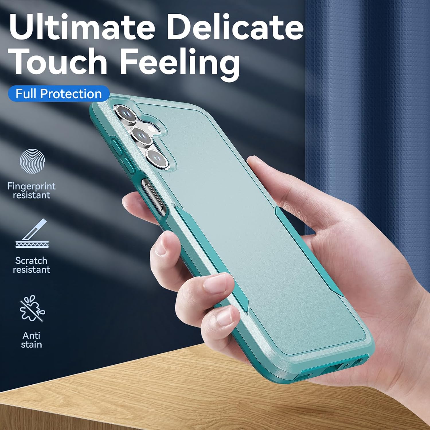 Detalle 1 de Warsia Galaxy A15 5G Rugged Phone Case, Green, Dual-Layer with Screen Protector