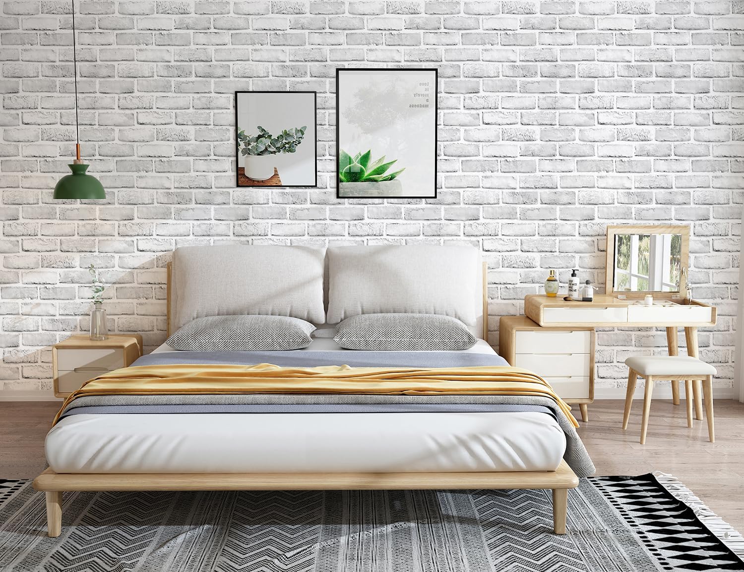 Thumbnail 1 de ZHMRROAD Weiße Ziegeltapete selbstklebend – 44,5 cm × 300 cm