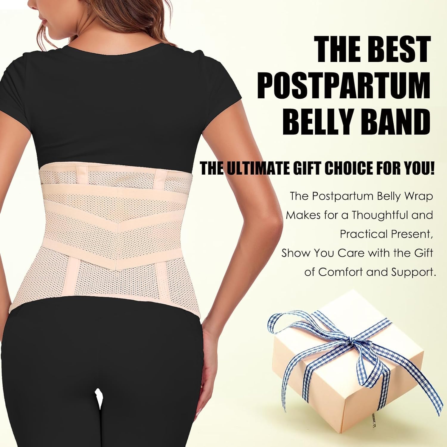 Thumbnail 5 de MAMODY Postpartum Belly Wrap (Beige) – Post-birth belly belt in XXL fit