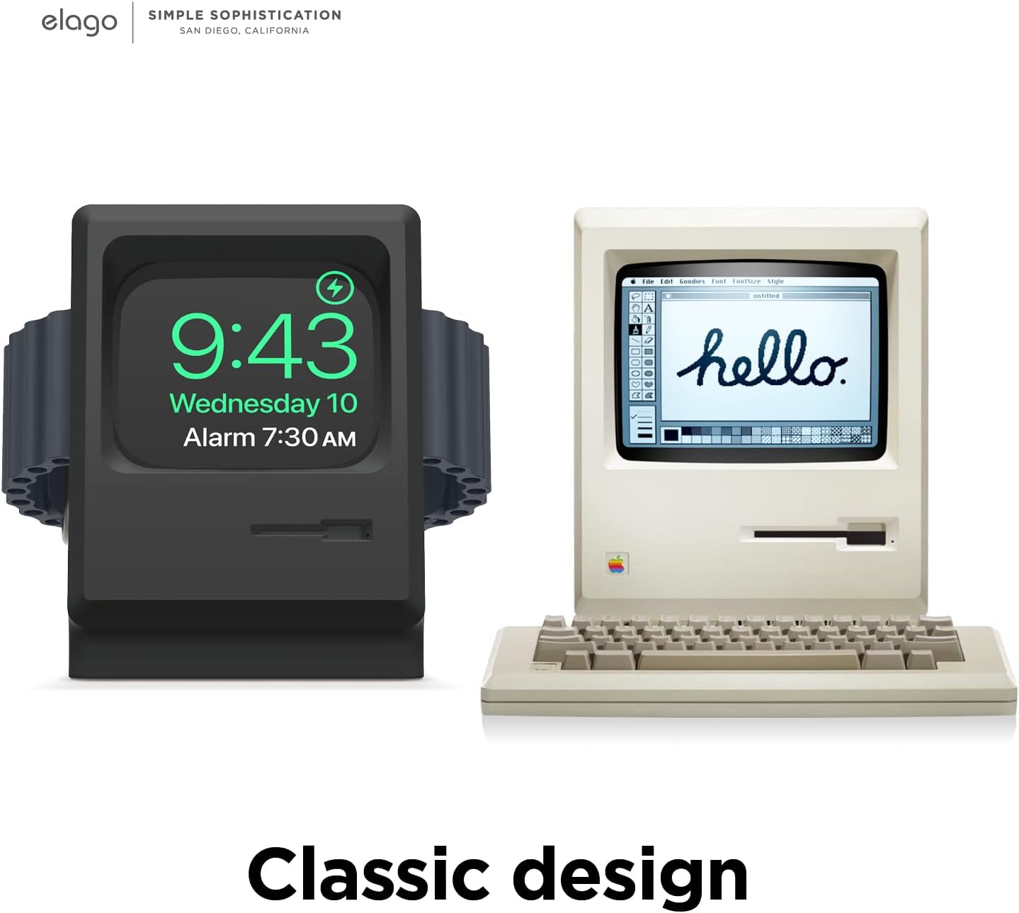 Thumbnail 1 de elago W3 Watch Stand (Nightstand Mode) for Apple Watch Ultra & 49mm–42mm models – Classic Monitor Design