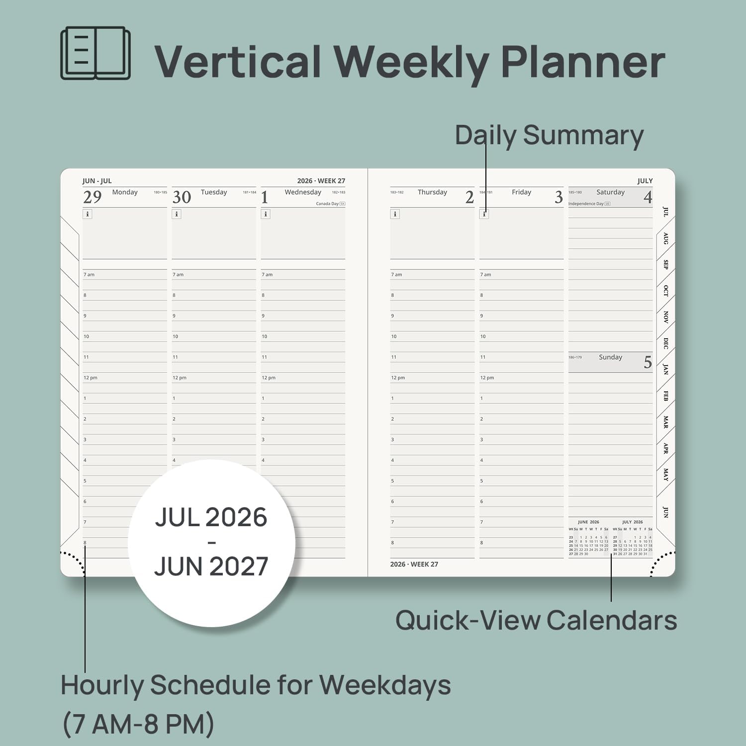Detalle 1 de POPRUN 2026-2027 Academic Planner, 30-Minute Slots, 100 GSM Paper