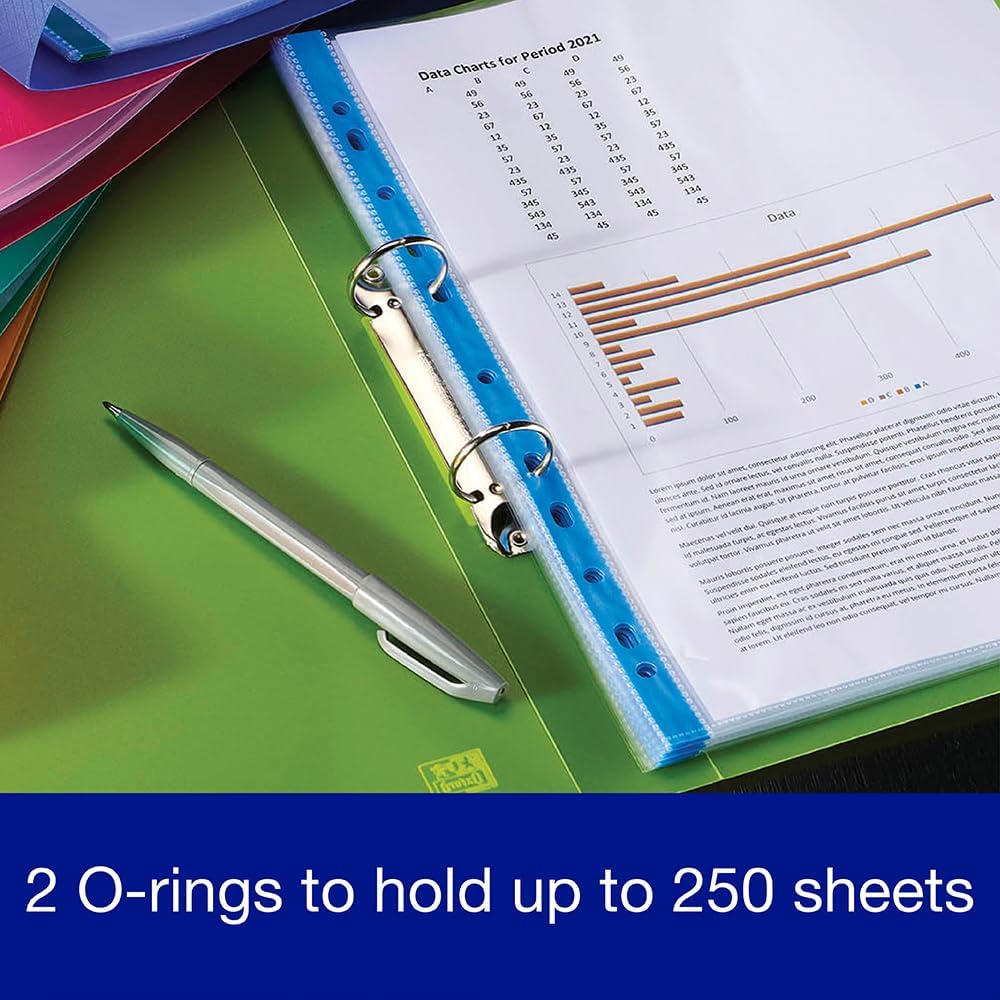 Thumbnail 4 de Oxford A4 Ring Binders for Students (40 mm spine, pack of 5) – wipe-clean plastic folders in assorted colours