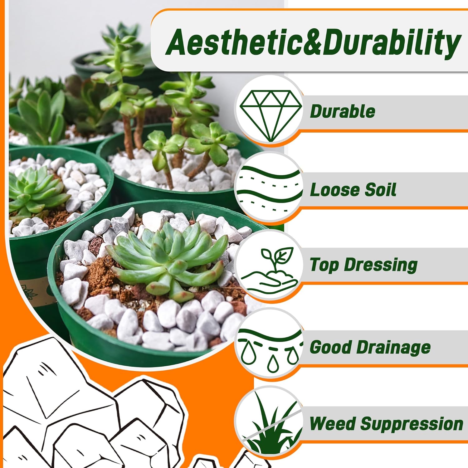 Thumbnail 4 de Quibbay 45LB Succulent Rocks 1/4 Inch Pebbles for Plants