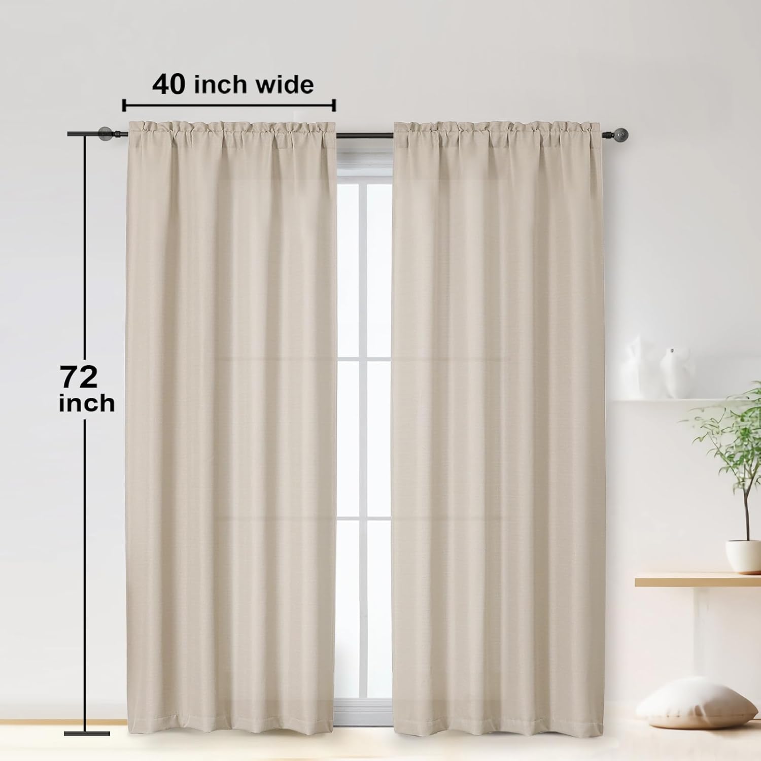 Thumbnail 4 de OWENIE Bob Linen Curtains 72 Inch Length, 2 Panels – Light Filtering Textured Linen-Look Drapes