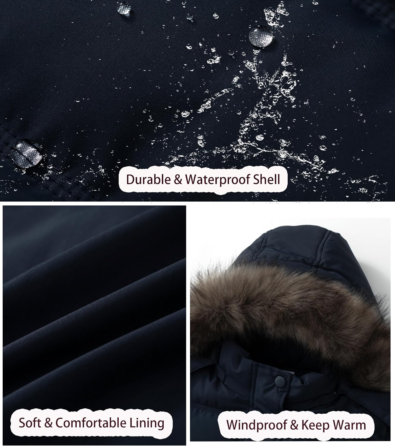 Detalle de GGleaf Women's Quilted Winter Puffer Coat with Removable Fur Hood