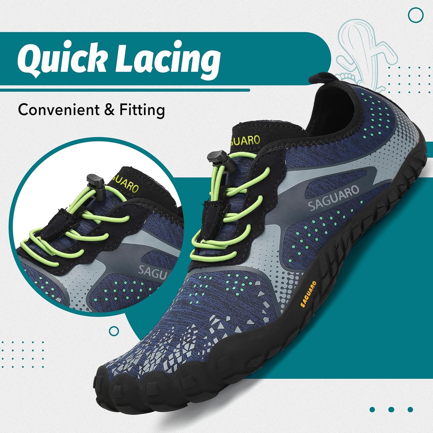 Thumbnail 3 de SAGUARO Barfußschuhe Unisex Outdoor – breite Zehenbox, Zero-Drop, Schnellverschluss, Sohle mit Halt (Gr. 36–48)