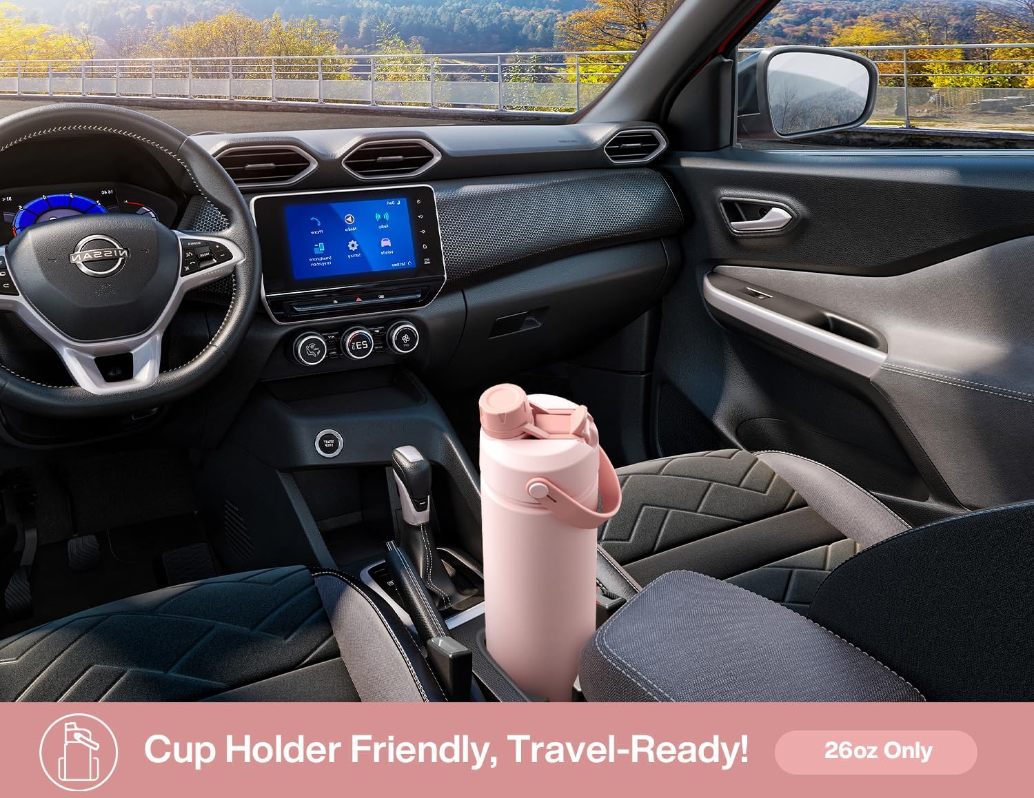 Detalle 2 de POWCAN 769ml/26oz Insulated Water Bottle with 2-in-1 Straw and Spout Lid (Cotton Candy)