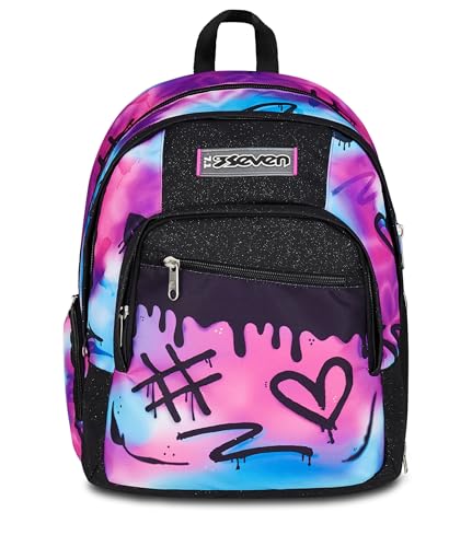 Detalle de Seven Zaino Scuola Dual Detach: 2-in-1 zaino e zainetto per ragazze, rosa/azzurro