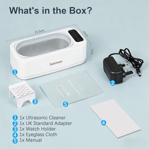 Thumbnail 6 de Salxmem Ultrasonic Jewellery Cleaner 50KHz, 350ml: Quiet Deep Cleaning for Jewellery, Dentures and More