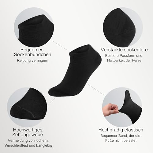 Detalle de Lakpoau Chaussettes Homme 43-46 – Lot de 12 Paires Courts Sport Invisibles Noir