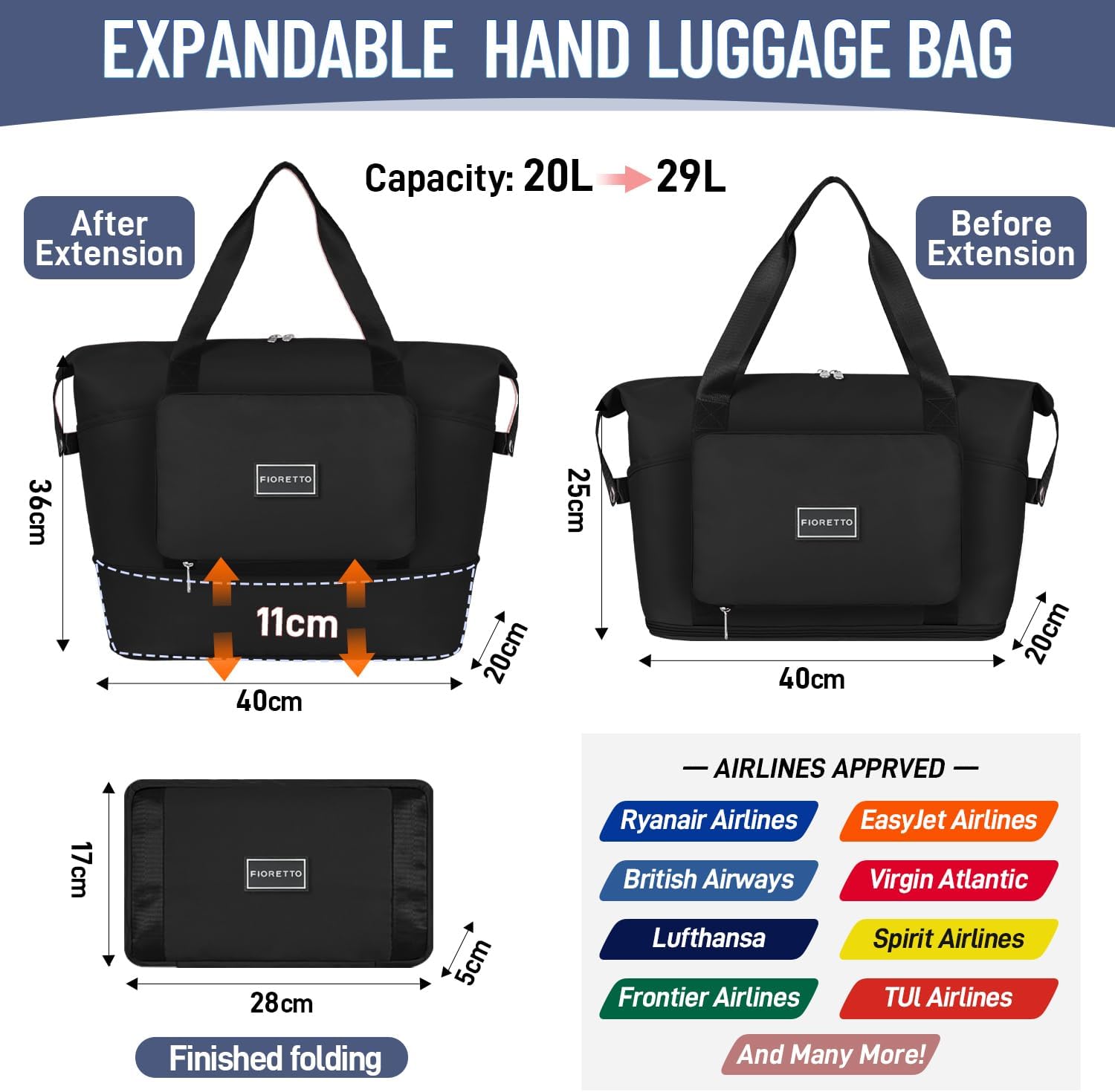 Thumbnail 1 de Fioretto Ryanair Cabin Bag 40x20x25