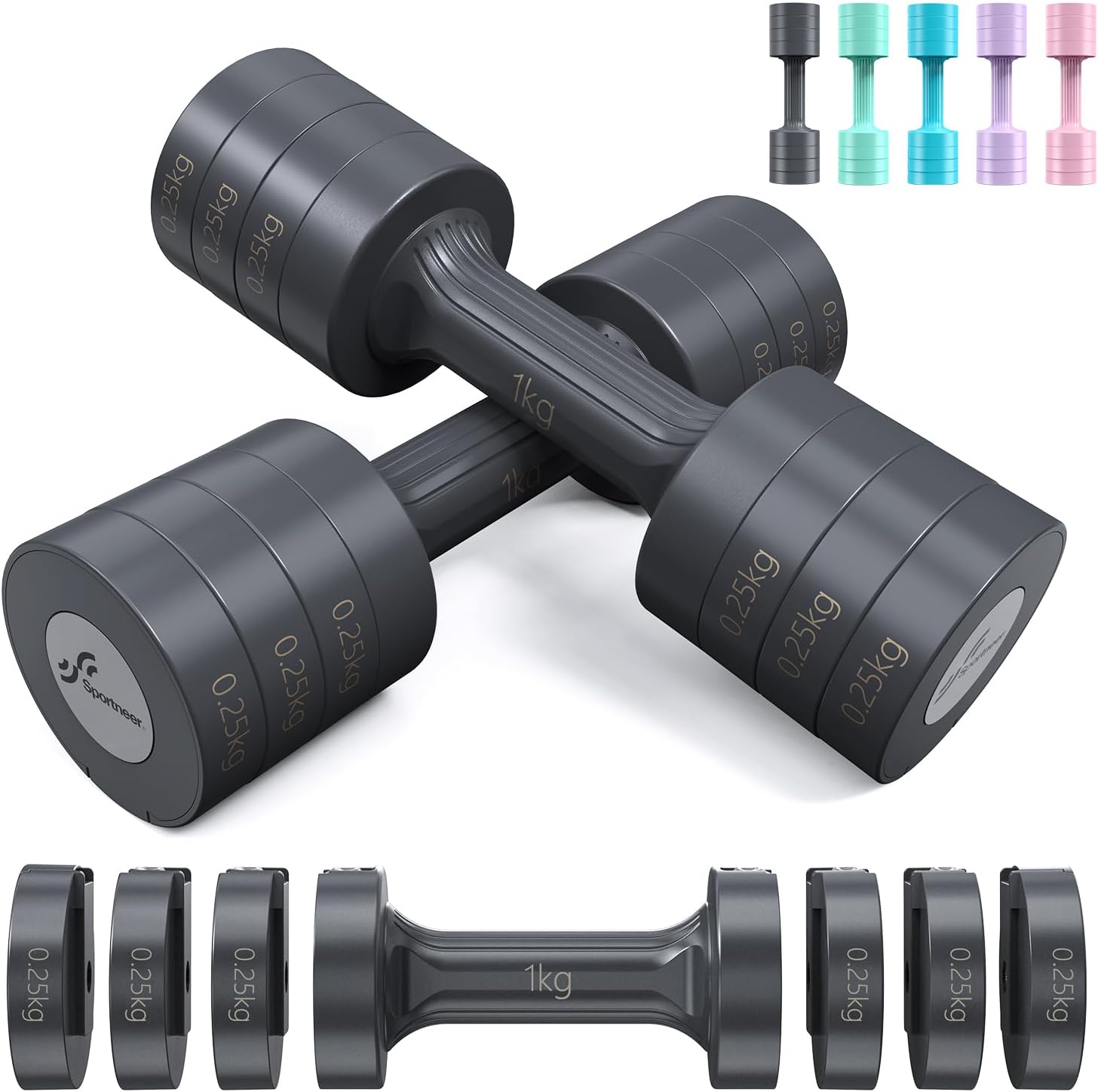 Detalle de Sportneer Verstellbare Hanteln 1–2,5 kg 🏋️♀