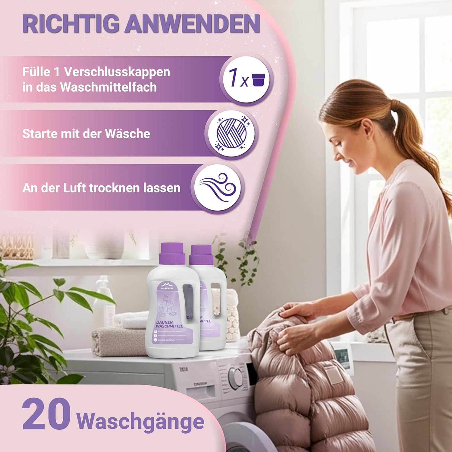 Thumbnail 5 de ALPENWERT Daunenwaschmittel 1L – Spezialwaschmittel für Daunenjacken, Bettdecken, Schlafsäcke & Kissen
