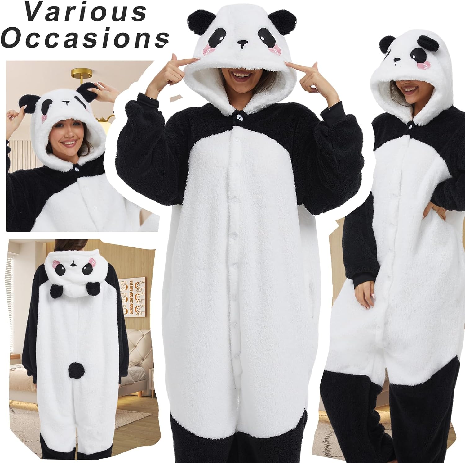 Thumbnail 5 de Luojida combinaison pyjama pilou pilou kigurumi (grenouillère) adulte avec poches et chapeau