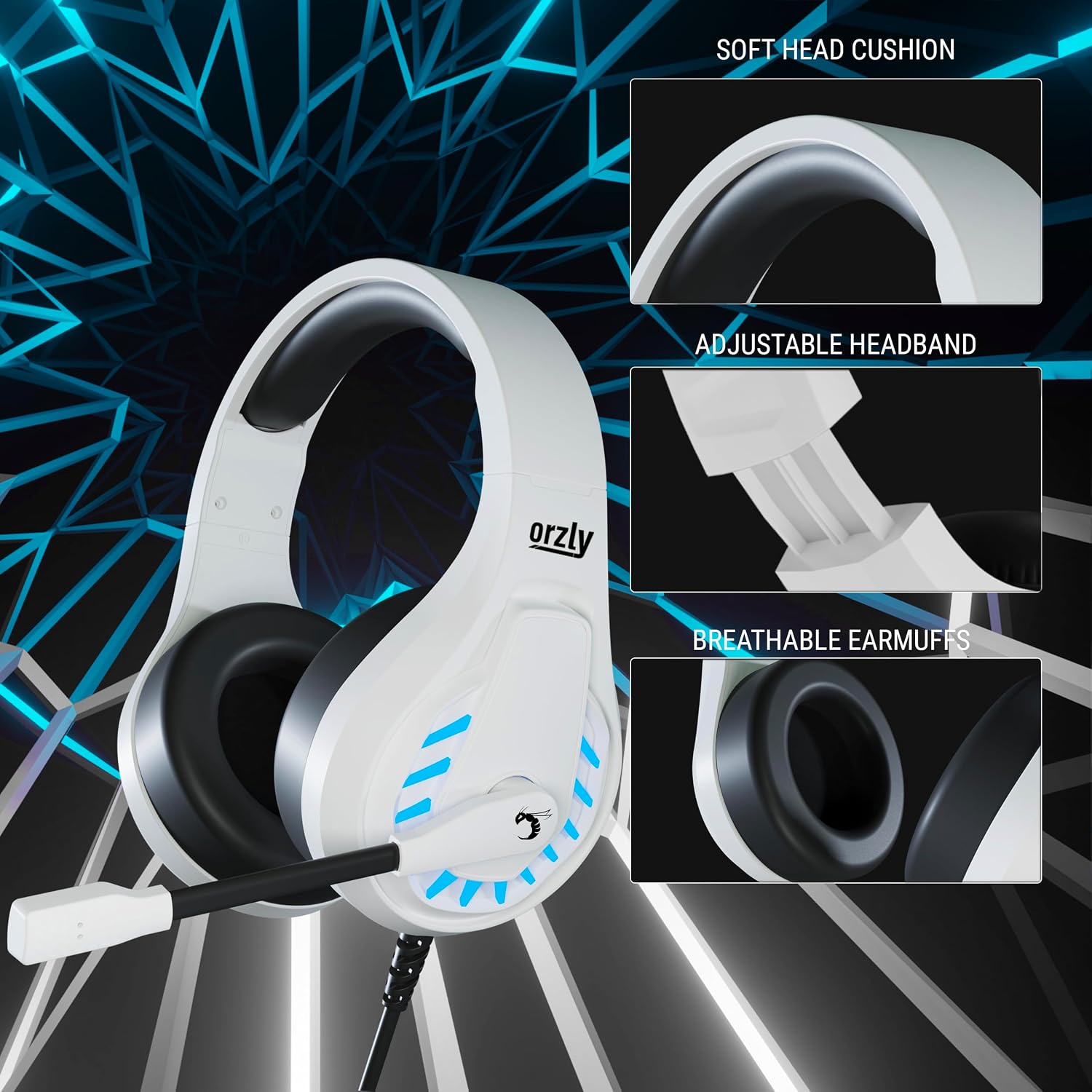 Detalle de Orzly RXH-30 Siberia Edition wired gaming headset with noise-cancelling mic