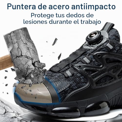 Detalle de GUDECIUS: Zapatos de Seguridad para Hombre y Mujer con cordones de botón y protección KEVLAR