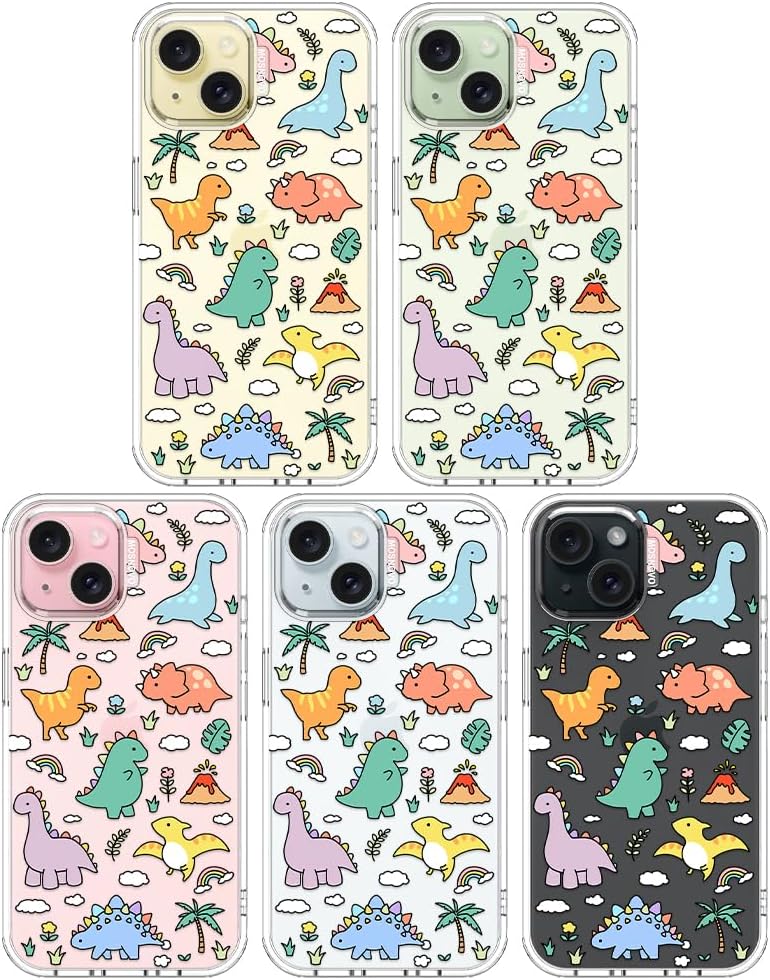 Thumbnail 2 de MOSNOVO Case for iPhone 15 (6.1-inch) — Clear TPU Bumper + Dual-Layer Drop Protection (Dinosaur Land)