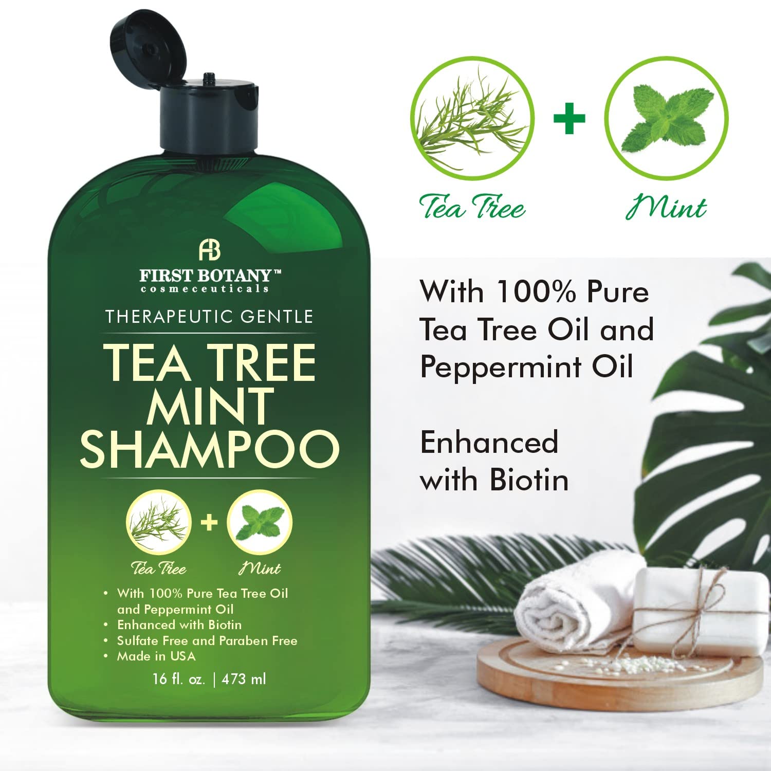 Detalle de First Botany Tea Tree Mint Shampoo & Conditioner – 16 Fl Oz