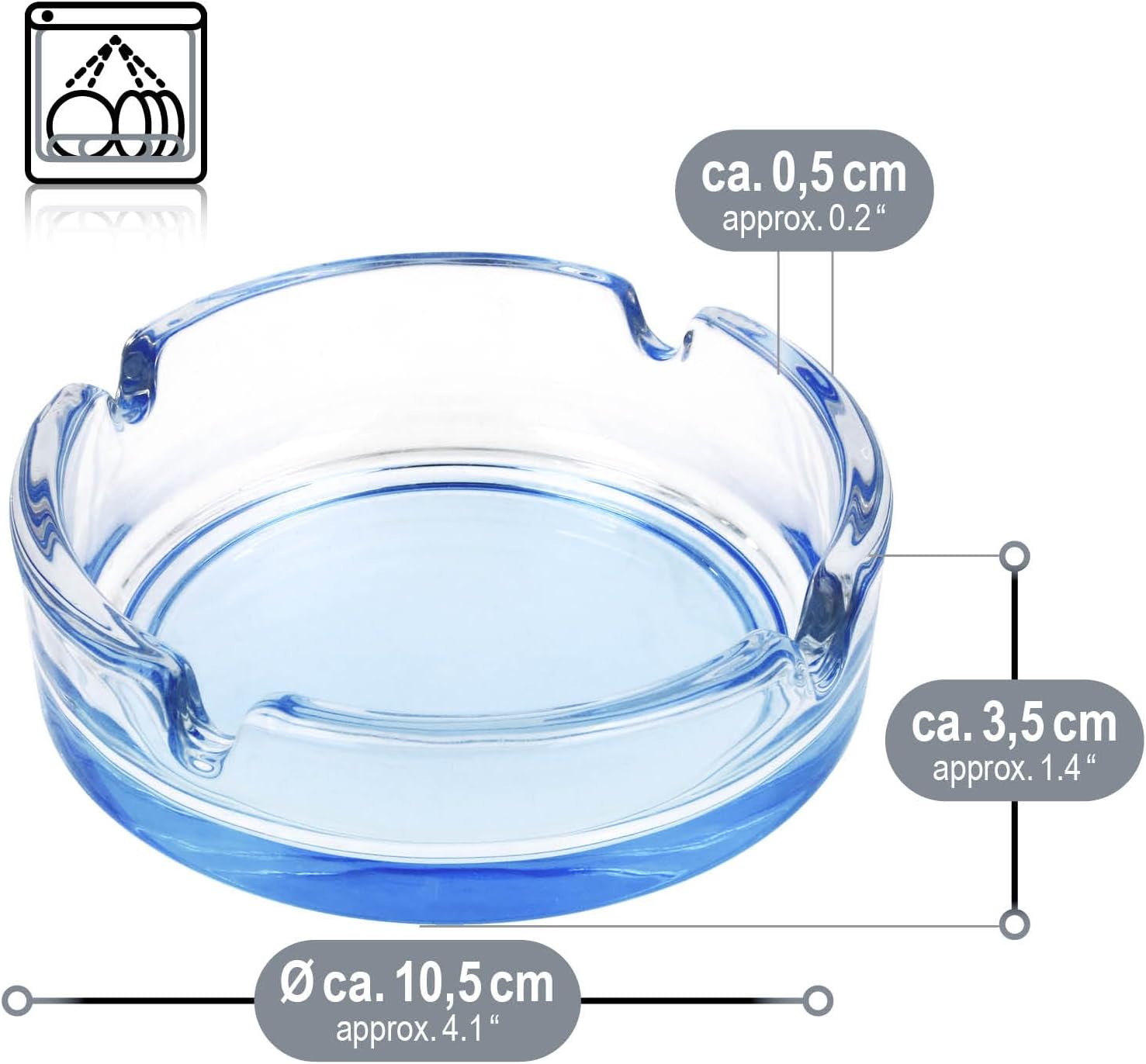 Thumbnail 4 de Com-four 4X Cendriers en verre 10,5 cm 🟩