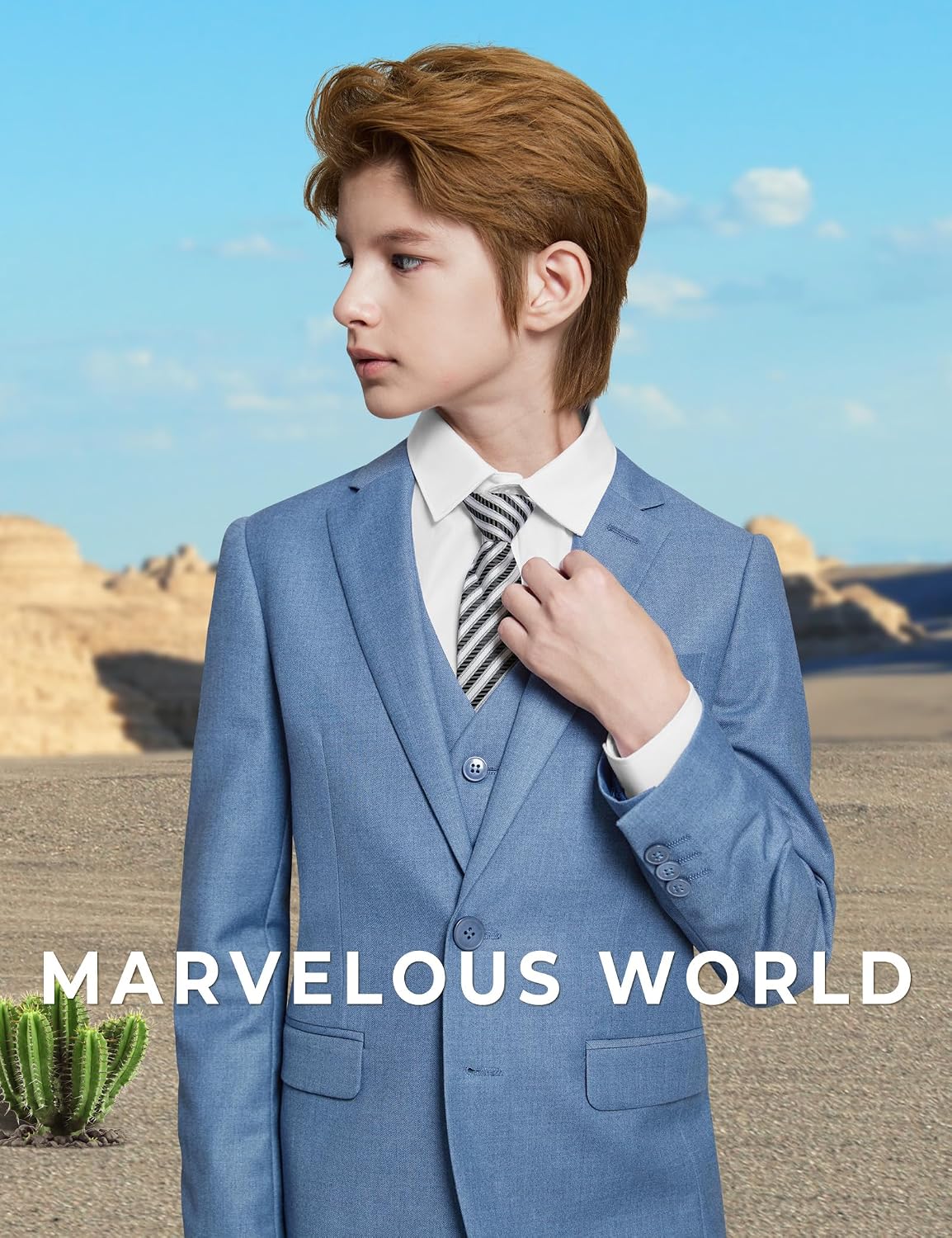Detalle 2 de Marvelous World Boys' Slim Fit Suit Set