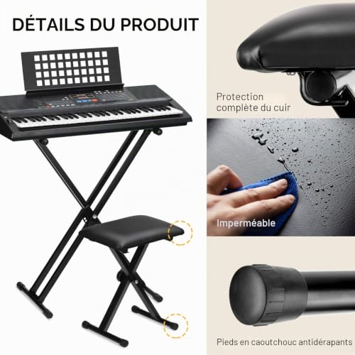 Detalle de CAHAYA Tabouret Piano Réglable pour Clavier et Piano Numérique