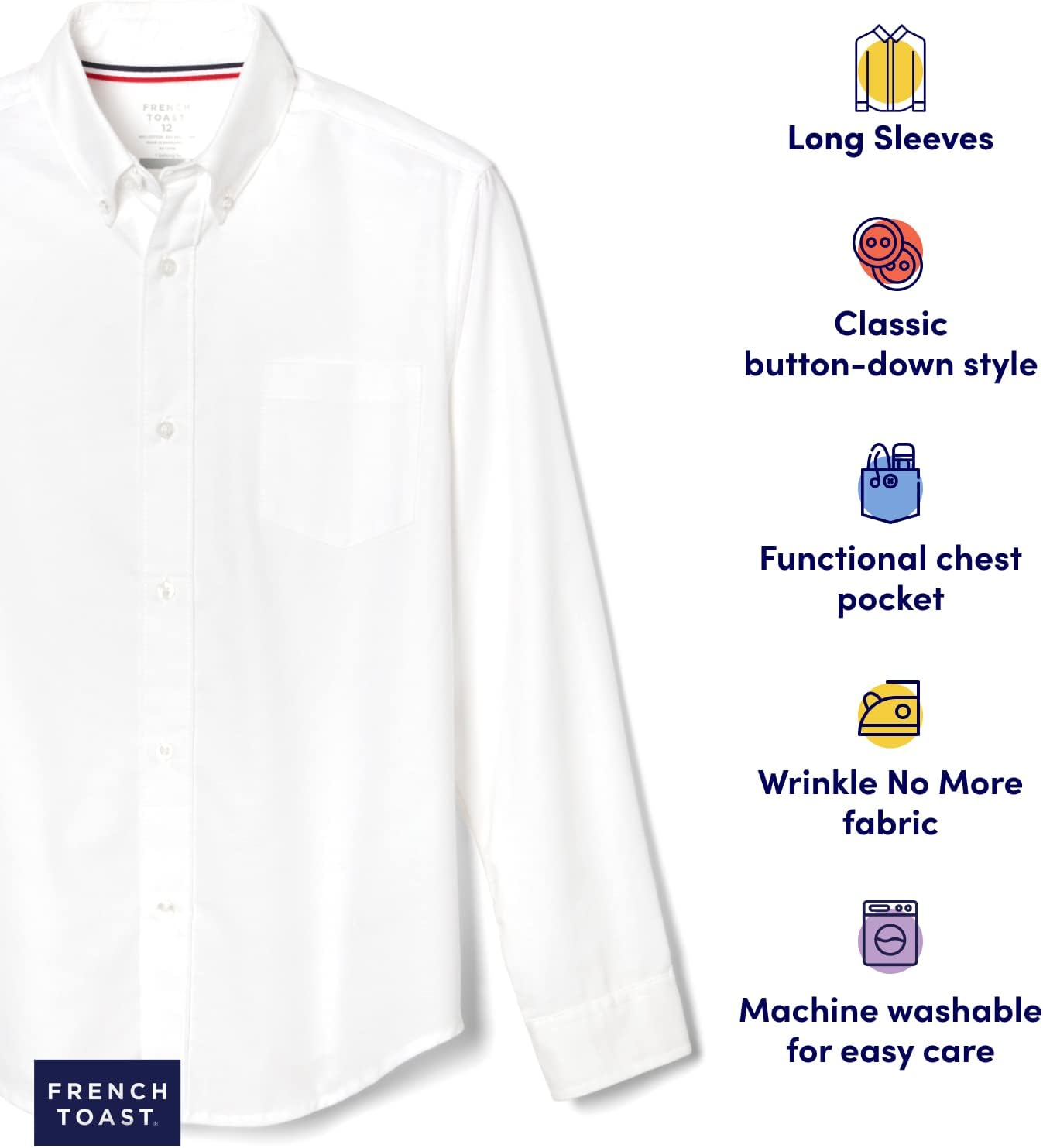 Detalle de Chemise boutonnière French Toast SE9002 pour garçon – uniforme scolaire (pack de 1)