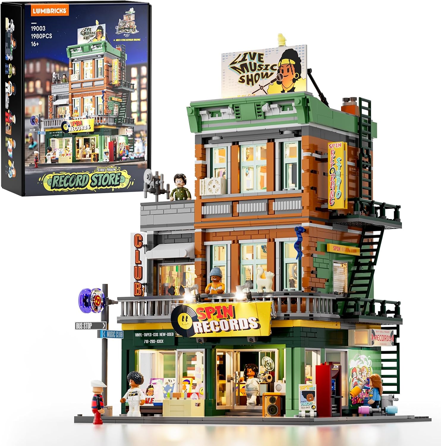 Detalle de LUMIBRICKS Magasin de Disques 1980 pièces