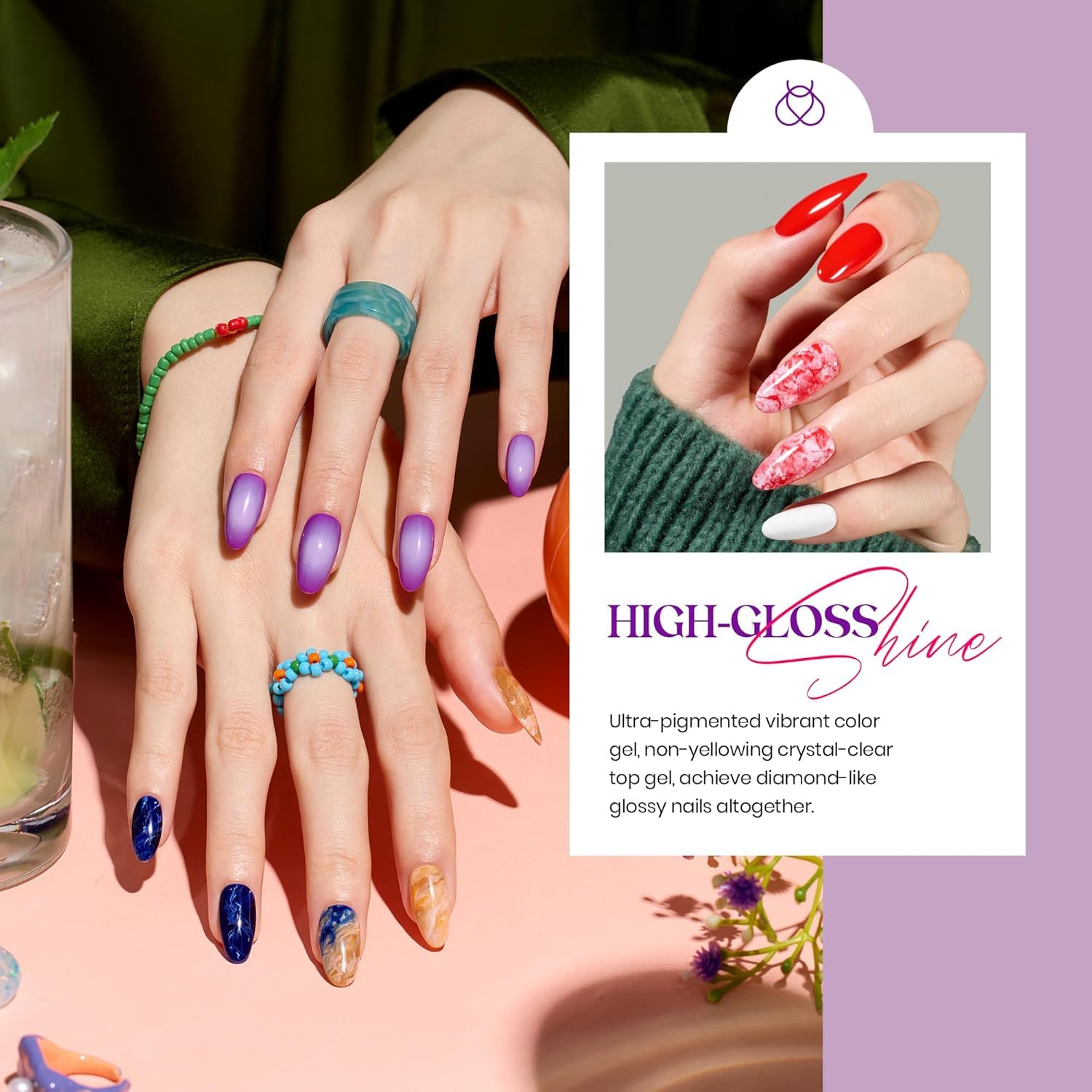 Thumbnail 4 de Beetles Gel Nail Polish Set mit 36 Farben (Basis-, Decklack, Matt- und Glitzer-Topcoat)
