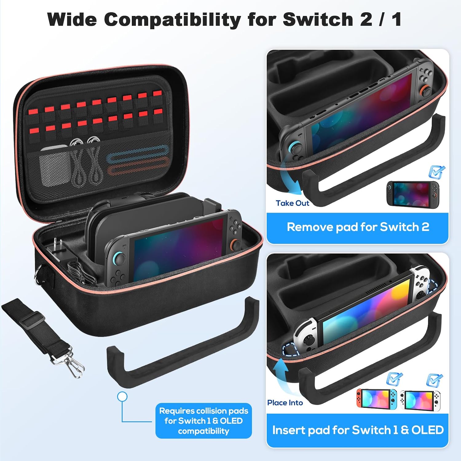 Detalle 2 de Gorixer NTT22B Switch Carrying Case, Hard EVA Shell, 18 Game Card Slots