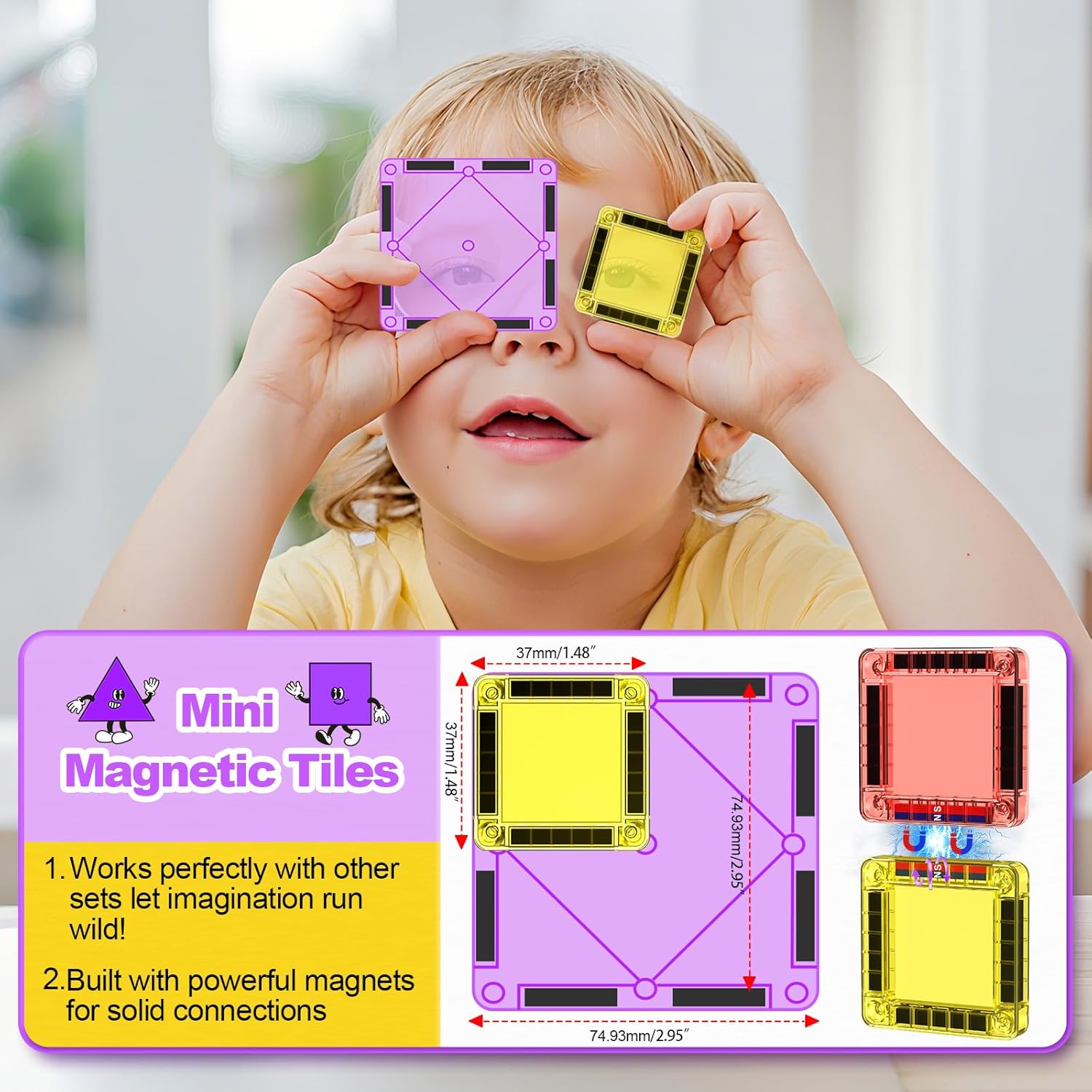 Thumbnail 2 de BAIJLE 46PCS Mini Magnetic Tiles – Portable Magnetic Building Set for Open-Ended Play