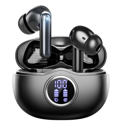 Detalle de Fhumsh A10 Wireless Earbuds: LED Display, 50H Playtime, IPX7 Fitness Ready