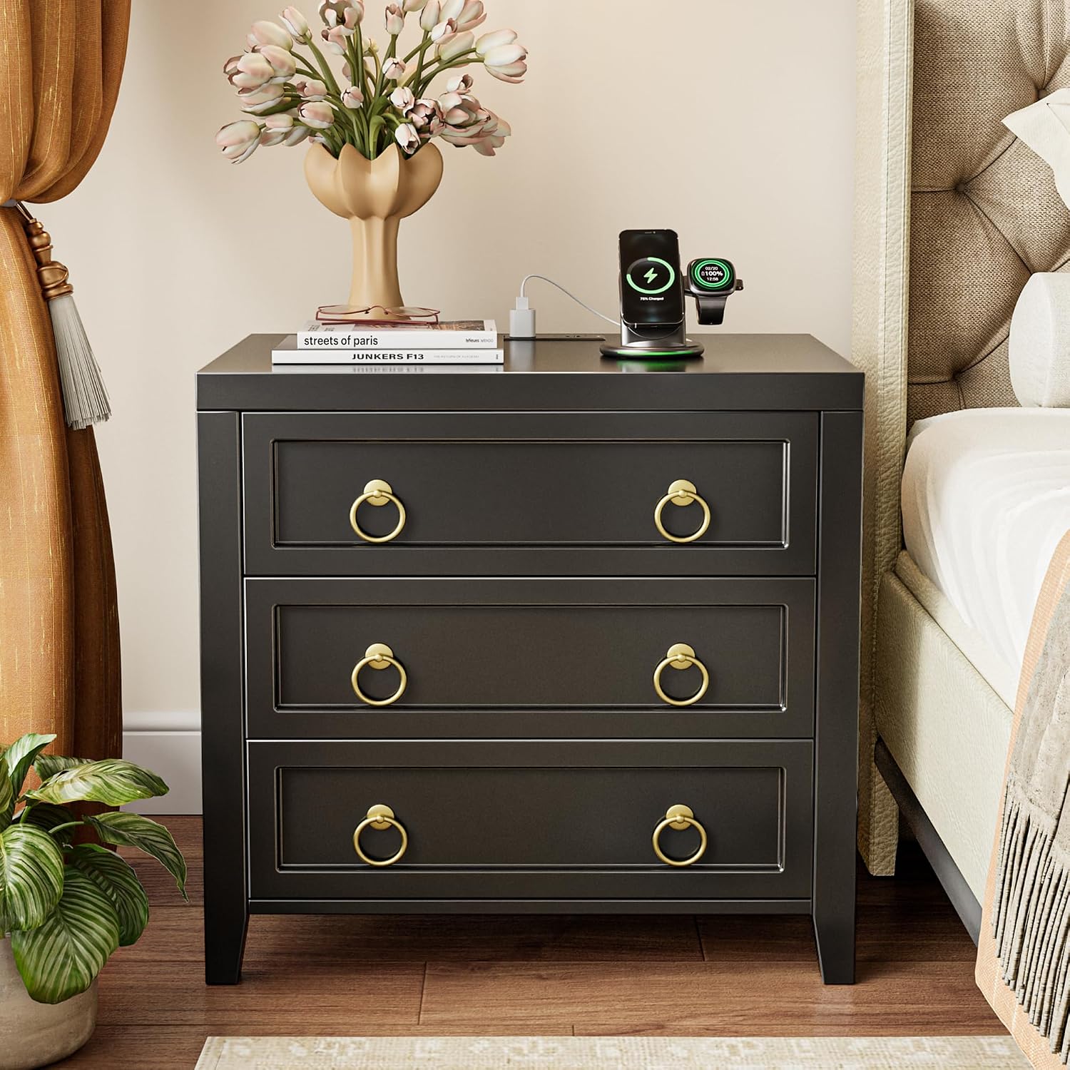 Detalle de Huuger 3-Drawer Nightstand