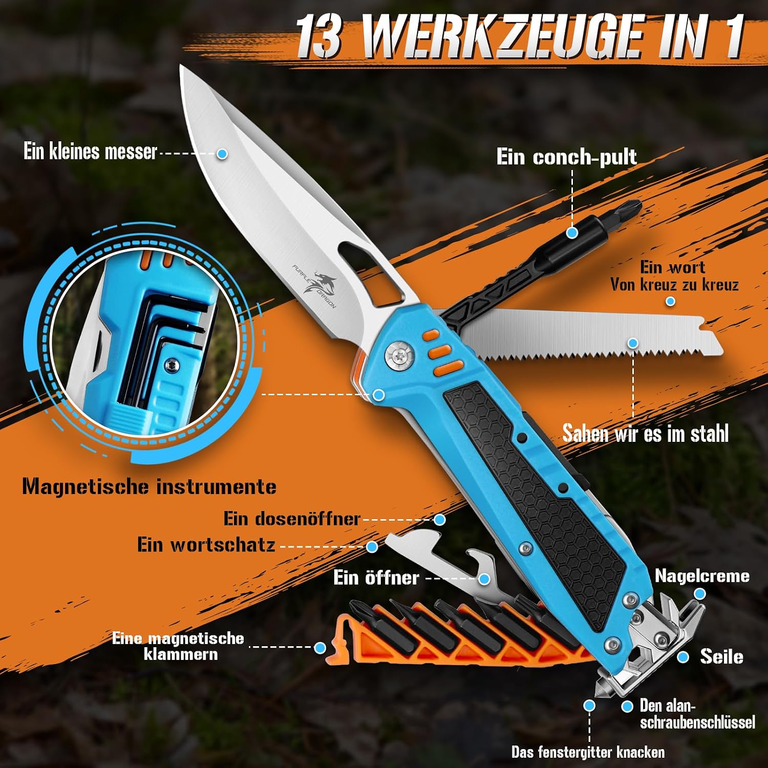 Thumbnail 1 de Purple Dragon 13-in-1 Multitool für Camping