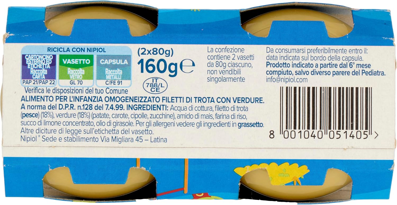 Thumbnail 6 de Nipiol Omogeneizzato Trota – 24 vasetti da 80 g (2x80 g x 12 confezioni)