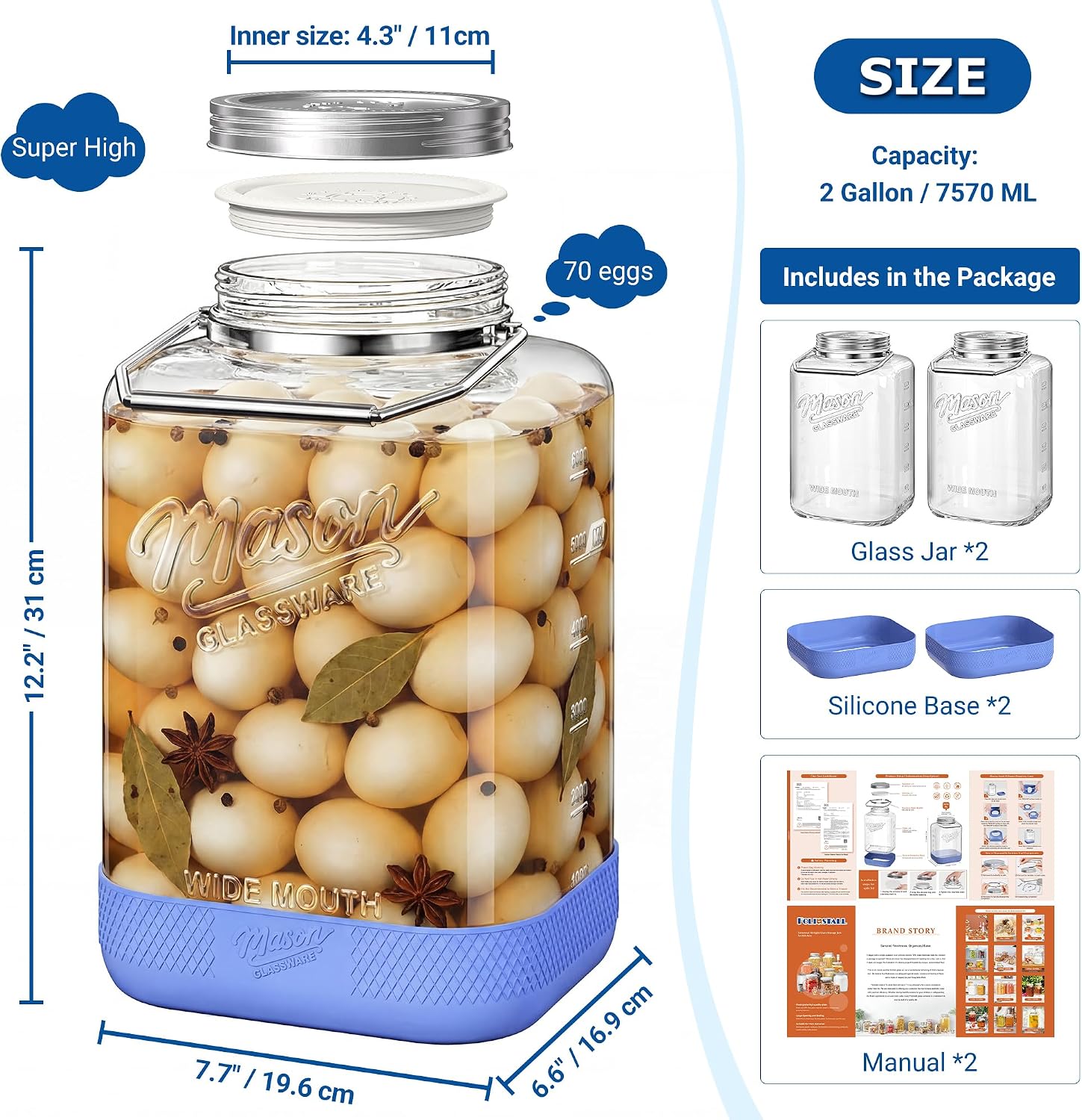Thumbnail 1 de Glass Fermentation Jars, 2 Gallon