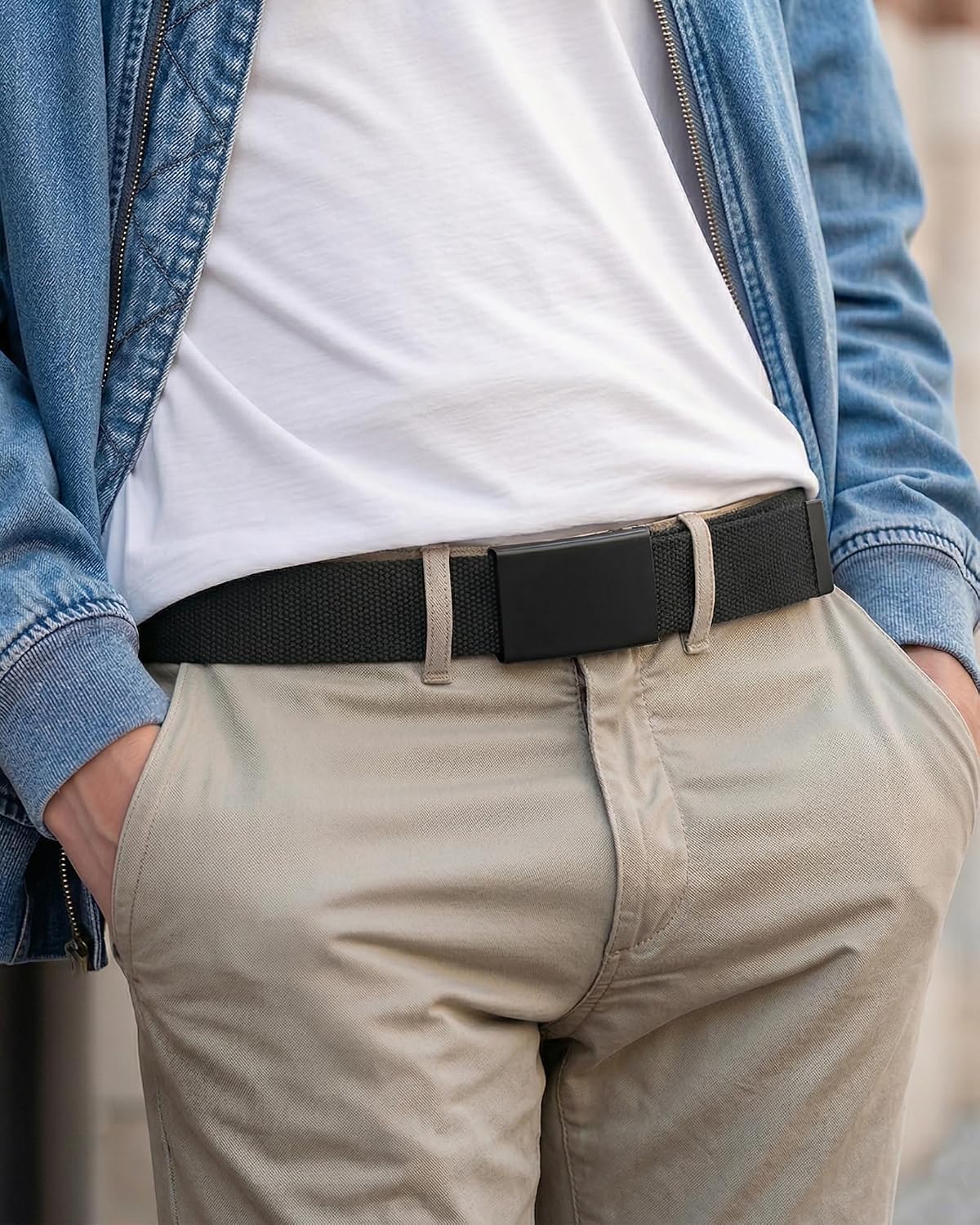 Detalle de Mile High Life Canvas Web Belt, Fits Up to 52 Inches
